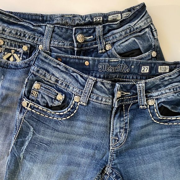 Miss Me 2 Pairs Ladies Jeans 27/4 Boot Cut Preowned - Picture 2 of 4